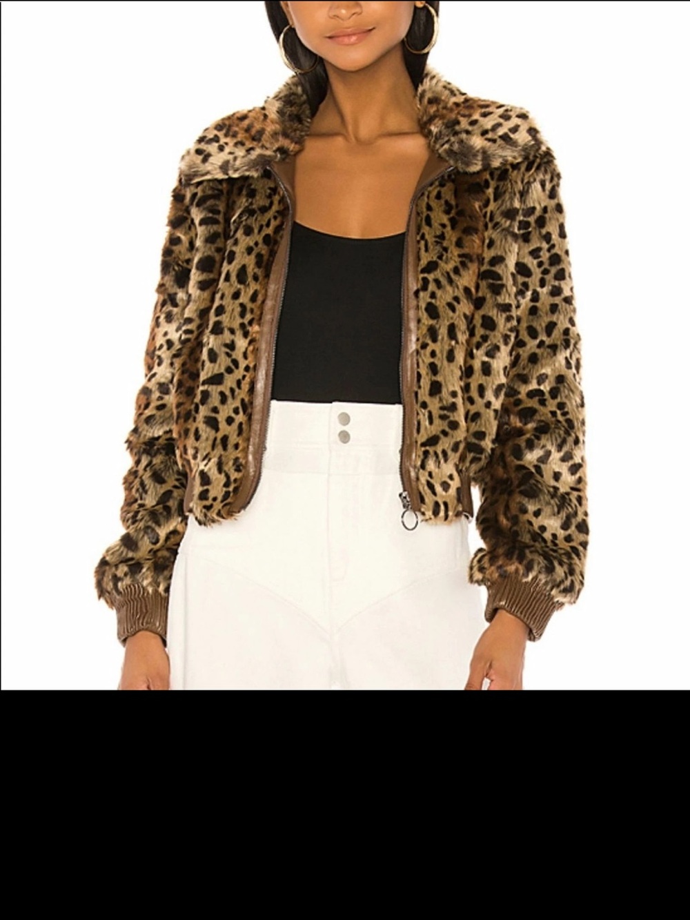 ASTR Leopard Print Faux Fur Bomber Jacket - Brown